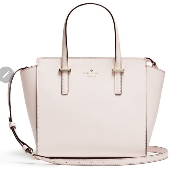 kate spade Handbags - Kate Spade Light Pastel Pink small leather tote purse with long crossbody strap